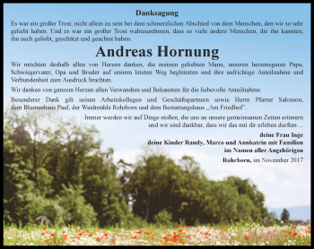 Traueranzeige von Andreas Hornung von Thüringer Allgemeine