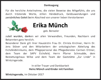 Traueranzeige von Erika Münch von Thüringer Allgemeine