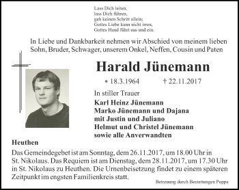 Traueranzeige von Harald Jünemann von Thüringer Allgemeine