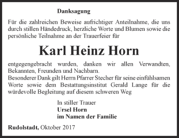 Traueranzeige von Karl Heinz Horn