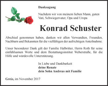 Traueranzeige von Konrad Schuster