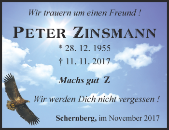 Traueranzeige von Peter Zinsmann von Thüringer Allgemeine