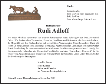 Traueranzeige von Rudi Adloff von Thüringer Allgemeine