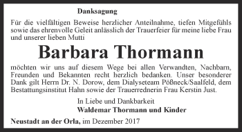 Traueranzeige von Barbara Thormann