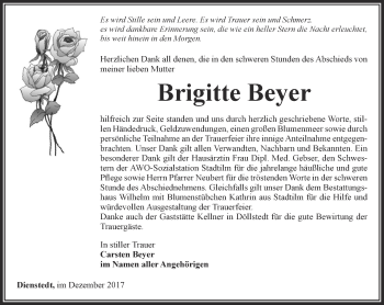 Traueranzeige von Brigitte Beyer von Thüringer Allgemeine