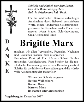 Traueranzeige von Brigitte Marx von Thüringer Allgemeine