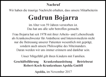 Traueranzeige von Gudrun Bojarra von Thüringer Allgemeine