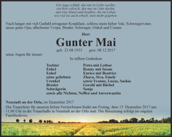 Traueranzeige von Gunter Mai