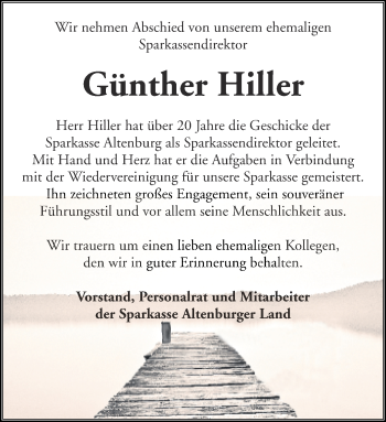 Traueranzeige von Günther Hiller von Ostthüringer Zeitung