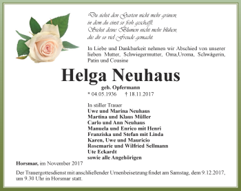 Traueranzeige von Helga Neuhaus von Thüringer Allgemeine, Thüringische Landeszeitung