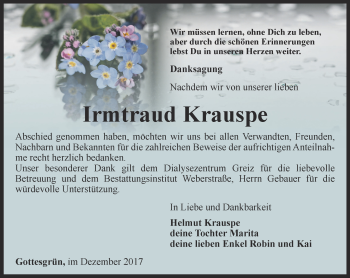 Traueranzeige von Irmtraud Krauspe