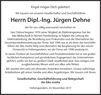 Traueranzeige von Jürgen Dehne von Thüringer Allgemeine