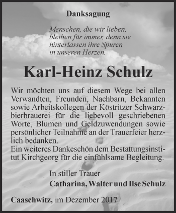 Traueranzeige von Karl-Heinz Schulz von Ostthüringer Zeitung