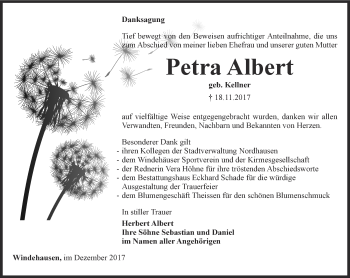 Traueranzeige von Petra Albert von Thüringer Allgemeine