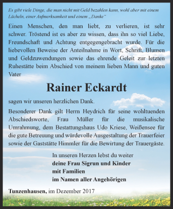 Traueranzeige von Rainer Eckardt von Thüringer Allgemeine