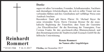 Traueranzeige von Reinhard Rommert von Thüringer Allgemeine, Thüringische Landeszeitung