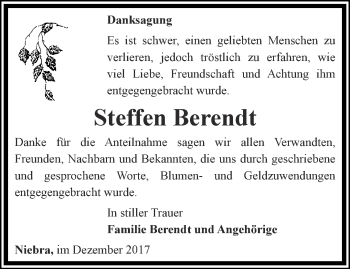 Traueranzeige von Steffen Berendt