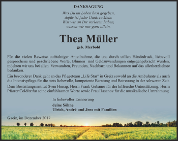 Traueranzeige von Thea Müller