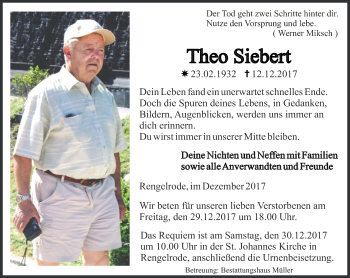 Traueranzeige von Theo Siebert von Thüringer Allgemeine
