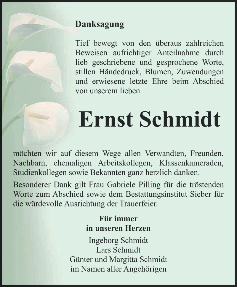  Traueranzeige für Ernst Schmidt vom 18.02.2017 aus Ostthüringer Zeitung, Thüringische Landeszeitung