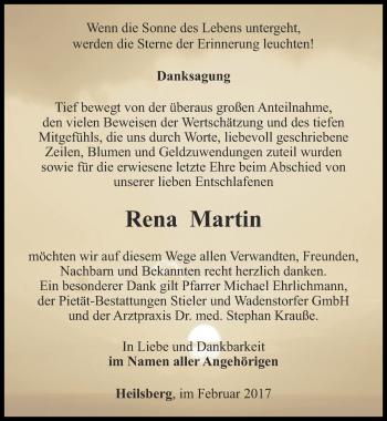 Traueranzeige von Rena Martin von Ostthüringer Zeitung