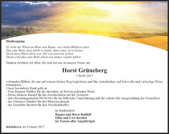 Traueranzeige von Horst Grüneberg von Thüringer Allgemeine