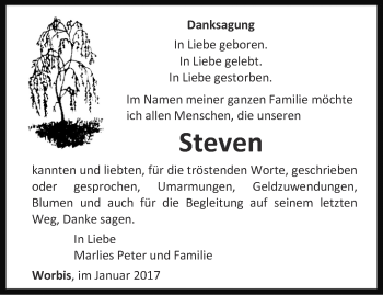 Traueranzeige von Steven  von Thüringer Allgemeine
