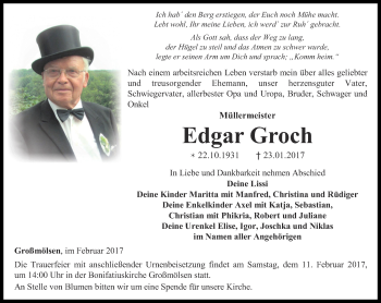 Traueranzeige von Edgar Groch von Thüringer Allgemeine, Thüringische Landeszeitung