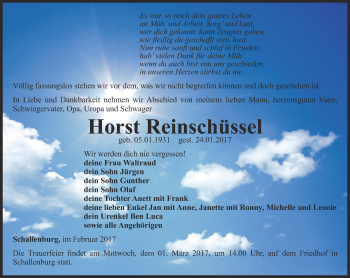 Traueranzeige von Horst Reinschüssel von Thüringer Allgemeine