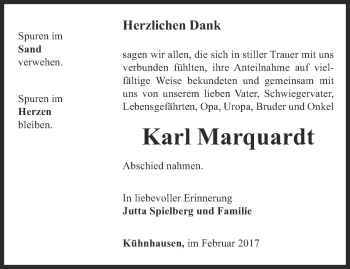 Traueranzeige von Karl Marquardt von Thüringer Allgemeine, Thüringische Landeszeitung