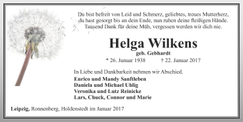 Traueranzeige von Helga Wilkens von Thüringer Allgemeine