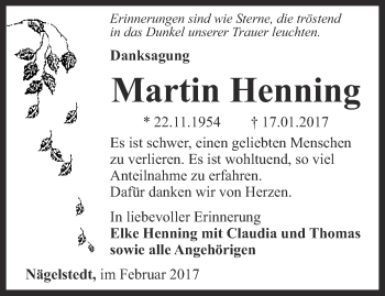 Traueranzeige von Martin Henning von Thüringer Allgemeine, Thüringische Landeszeitung