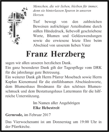 Traueranzeige von Frank Herzberg von Thüringer Allgemeine