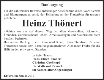 Traueranzeige von Heinz Thönert