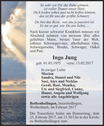 Traueranzeige von Ingo Jung von Thüringer Allgemeine, Thüringische Landeszeitung
