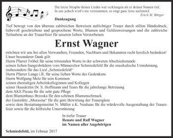 Traueranzeige von Ernst Wagner von Ostthüringer Zeitung