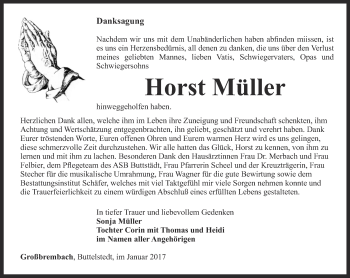 Traueranzeige von Horst Müller von Thüringer Allgemeine