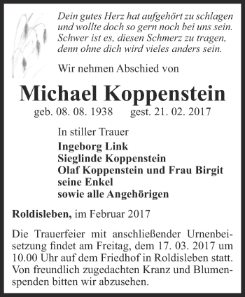 Traueranzeige von Michael Koppenstein von Thüringer Allgemeine