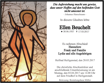 Traueranzeige von Ellen Beuchelt von Thüringer Allgemeine