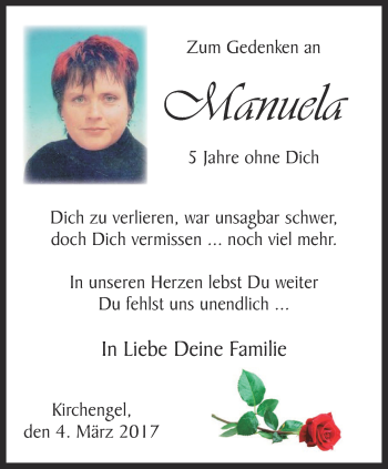 Traueranzeige von Manuela  von Thüringer Allgemeine