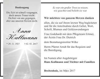 Traueranzeige von Anna Kullmann von Thüringer Allgemeine