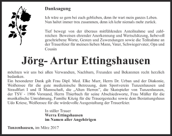 Traueranzeige von Jörg-Artur Ettingshausen von Thüringer Allgemeine