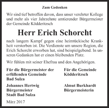 Traueranzeige von Erich Schorcht von Thüringer Allgemeine