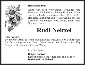 Traueranzeige von Rudi Neitzel von Thüringer Allgemeine, Thüringische Landeszeitung