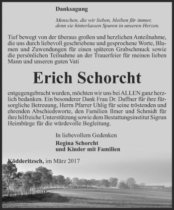 Traueranzeige von Erich Schorcht von Thüringer Allgemeine, Thüringische Landeszeitung