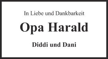 Traueranzeige von Harald Ruge von Ostthüringer Zeitung, Thüringische Landeszeitung