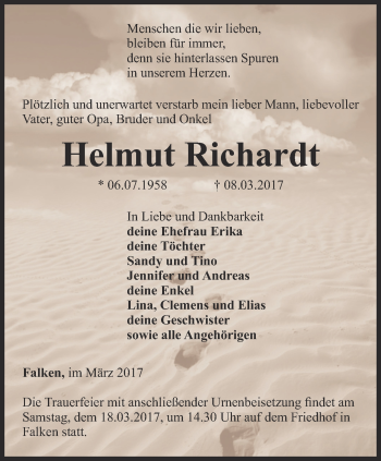 Traueranzeige von Helmut Richardt von Thüringer Allgemeine, Thüringische Landeszeitung