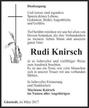 Traueranzeige von Rudi Knirsch von Thüringer Allgemeine