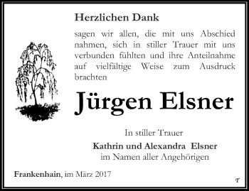 Traueranzeige von Jürgen Elsner von Thüringer Allgemeine