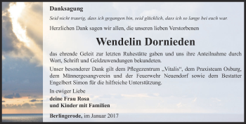 Traueranzeige von Wendelin Dornieden von Thüringer Allgemeine